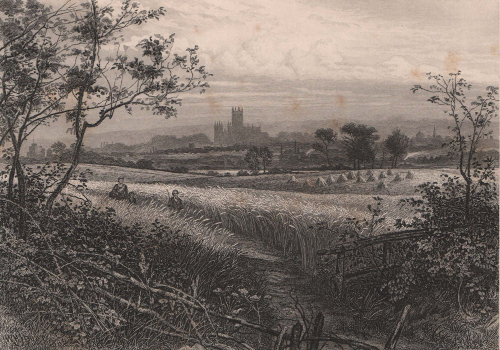 Canterbury, from Harbledown, Kent 1898 old antique vintage print picture